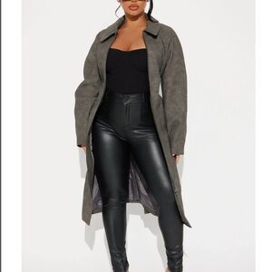 Leather Trench- Grey